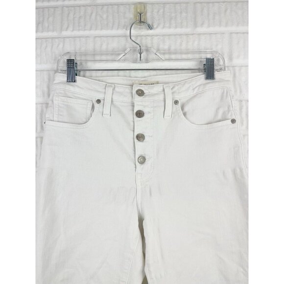 Madewell Jeans Size 28 Curvy High Rise Skinny Crop Pure White Exposed Button Fly - Picture 6 of 13